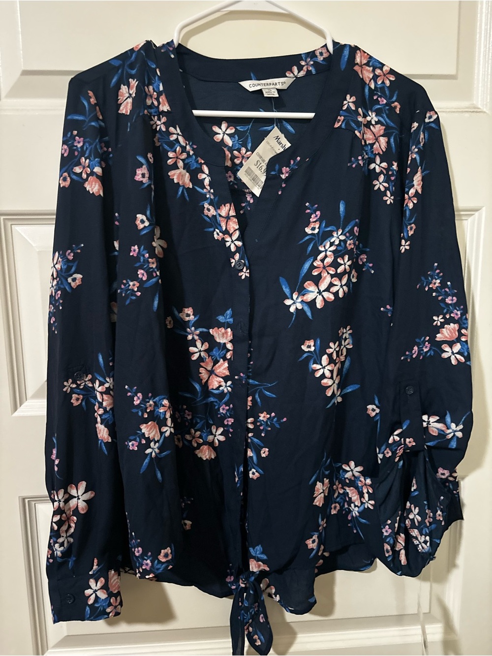 Counterparts Navy Floral Tie-Front Blouse